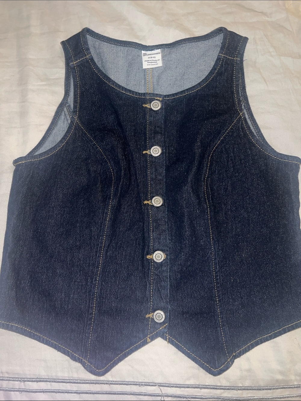 No Boundaries Dark Blue Denim Button-Front Vest